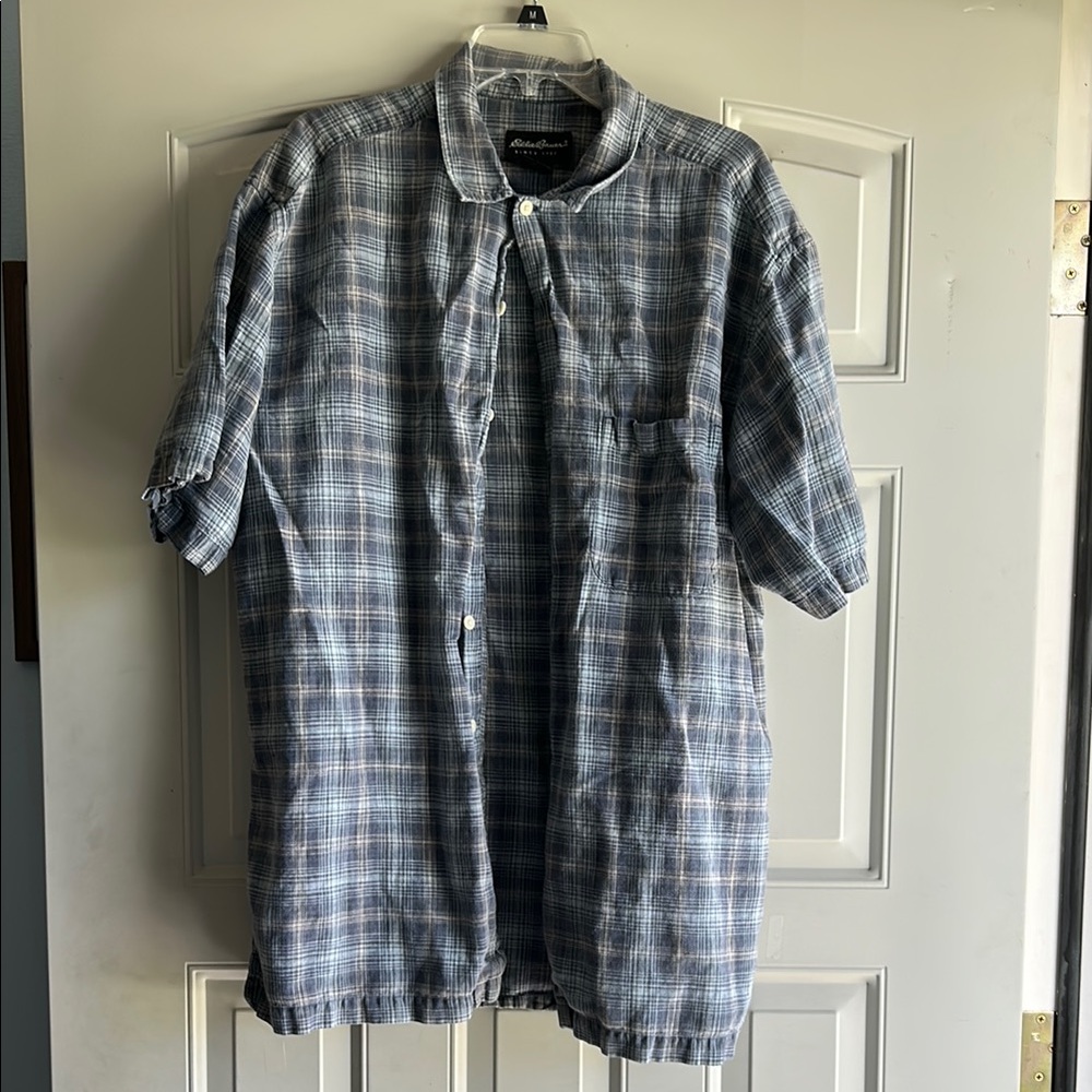 Eddie Bauer Men's Blue Plaid Shirt